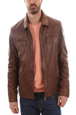 men's brown lambskin leather biker jacket classic moto zip style modern 2