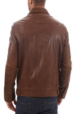 men's brown lambskin leather biker jacket classic moto zip style modern 3