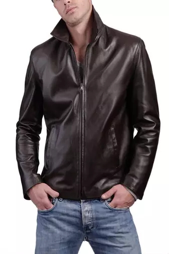 Men's black genuine lambskin leather motorcycle jacket slim fit designer men biker jacket-l168