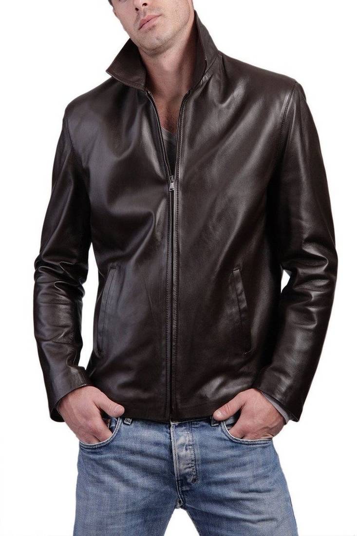 Men's black genuine lambskin leather motorcycle jacket slim fit designer men biker jacket-l168