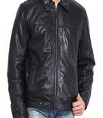 Men's black genuine lambskin leather motorcycle jacket slim fit designer men biker jacket-l169