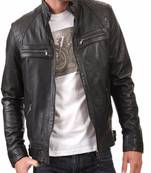 Men's black genuine lambskin leather motorcycle jacket slim fit designer men biker 