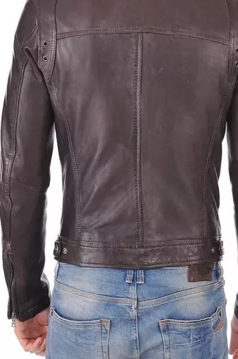 men's brown lambskin leather biker jacket classic moto zip style stylish
