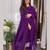 Purple embroidered viscose chinnon silk stitched kurta pant dupatta set