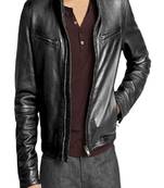 men's brown lambskin leather biker jacket classic moto zip style genuine