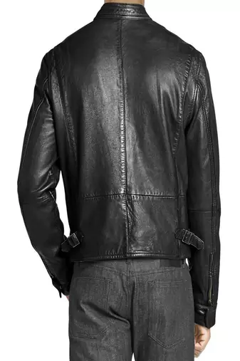 men's brown lambskin leather biker jacket classic moto zip style genuine