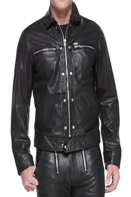 men's black lambskin leather biker jacket classic moto zip style premium exclusive 1