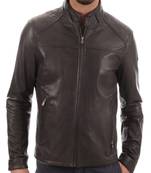 Men's black genuine lambskin leather motorcycle jacket slim fit designer men biker jacket-l177