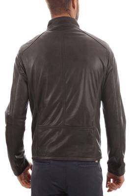 men's black lambskin leather biker jacket classic moto zip style premium modern 2