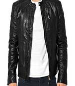 Men's black genuine lambskin leather motorcycle jacket slim fit designer men biker jacket-l178