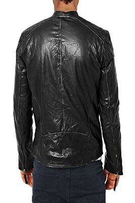men's black lambskin leather biker jacket classic moto zip style premium stylish 2