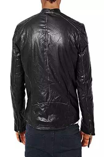 men's black lambskin leather biker jacket classic moto zip style premium stylish