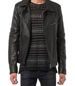men's black lambskin leather biker jacket classic moto zip style premium authentic
