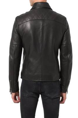 men's black lambskin leather biker jacket classic moto zip style premium authentic 2