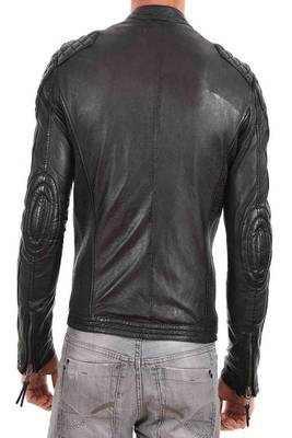 men's black lambskin leather biker jacket classic moto zip style premium genuine 2