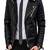 Men's black genuine lambskin leather motorcycle jacket slim fit designer men biker jacket-l181