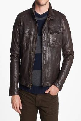 men's brown lambskin leather biker jacket classic moto zip style superior 1