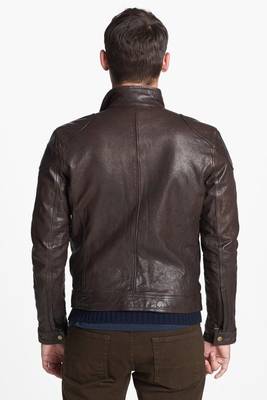 men's brown lambskin leather biker jacket classic moto zip style superior 2