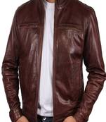 Men's brown genuine lambskin leather motorcycle jacket slim fit designer men biker jacket-l183