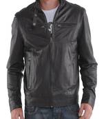 Men's black genuine lambskin leather motorcycle jacket slim fit designer men biker jacket-l184