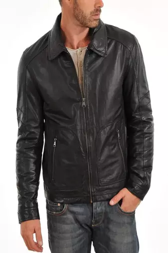 men's black lambskin leather biker jacket classic moto zip style premium classic
