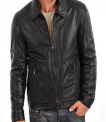 men's black lambskin leather biker jacket classic moto zip style premium classic