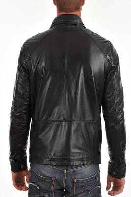 men's black lambskin leather biker jacket classic moto zip style premium classic 2