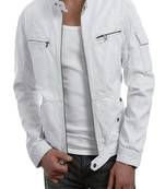 Men's white genuine lambskin leather motorcycle jacket slim fit designer men biker jacket-l189