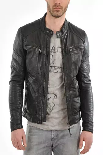 men's black lambskin leather biker jacket classic moto zip style premium versatile