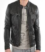 Men's black genuine lambskin leather motorcycle jacket slim fit designer men biker jacket-l190