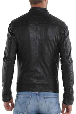 men's black lambskin leather biker jacket classic moto zip style premium timeless 2