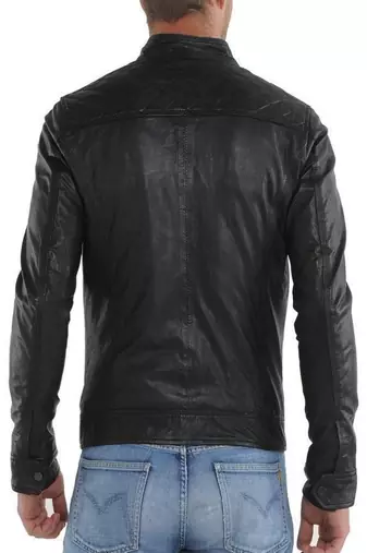 men's black lambskin leather biker jacket classic moto zip style premium timeless