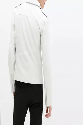 men's white lambskin leather biker jacket classic moto zip style exclusive