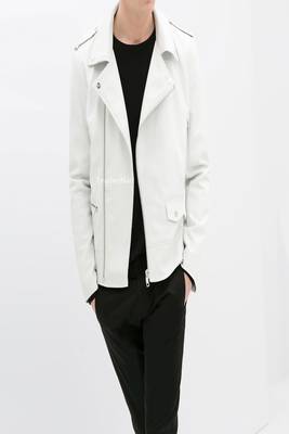 men's white lambskin leather biker jacket classic moto zip style exclusive 1
