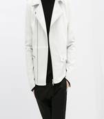 Men's white genuine lambskin leather motorcycle jacket slim fit designer men biker jacket-l193