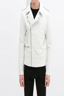 men's white lambskin leather biker jacket classic moto zip style exclusive 3