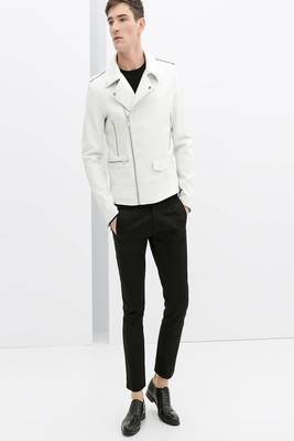 men's white lambskin leather biker jacket classic moto zip style exclusive 4