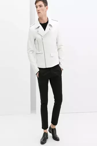 men's white lambskin leather biker jacket classic moto zip style exclusive