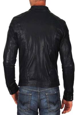 men's black lambskin leather biker jacket classic moto zip style premium luxury 2