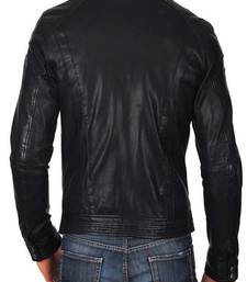 Men's black genuine lambskin leather motorcycle jacket slim fit designer men biker jacket-l194