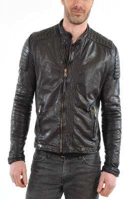 Men's black genuine lambskin leather motorcycle jacket slim fit designer men biker jacket-l195 1