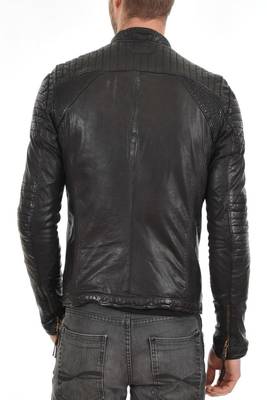 Men's black genuine lambskin leather motorcycle jacket slim fit designer men biker jacket-l195 2