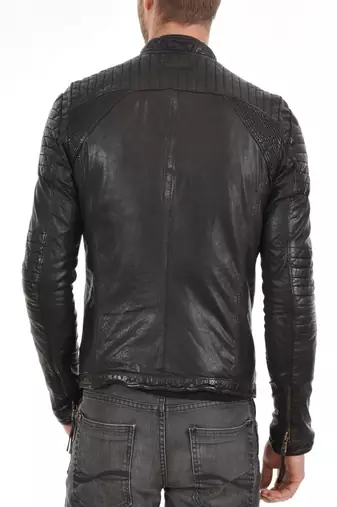 Men's black genuine lambskin leather motorcycle jacket slim fit designer men biker jacket-l195