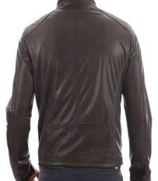 Men's black genuine lambskin leather motorcycle jacket slim fit designer men biker jacket-l196