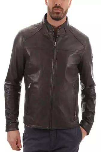 men's black lambskin leather biker jacket classic moto zip style premium elite