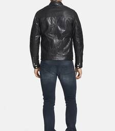 Men's black genuine lambskin leather motorcycle jacket slim fit designer men biker jacket-l197