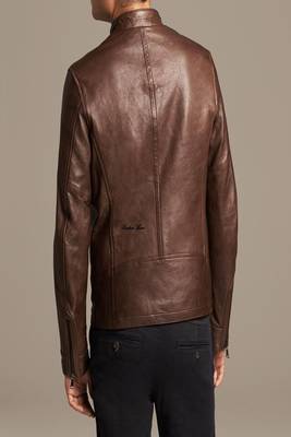 Men's brown genuine lambskin leather motorcycle jacket slim fit designer men biker jacket-l198 3
