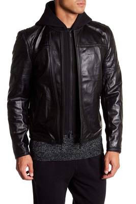 men's black lambskin leather biker jacket classic moto zip style premium signature 1