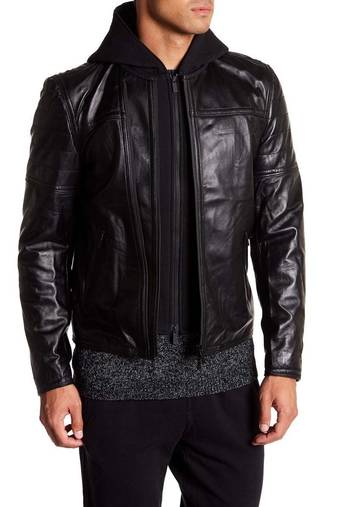 Men's black genuine lambskin leather motorcycle jacket slim fit designer men biker jacket-l200