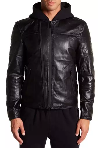 Men's black genuine lambskin leather motorcycle jacket slim fit designer men biker jacket-l200